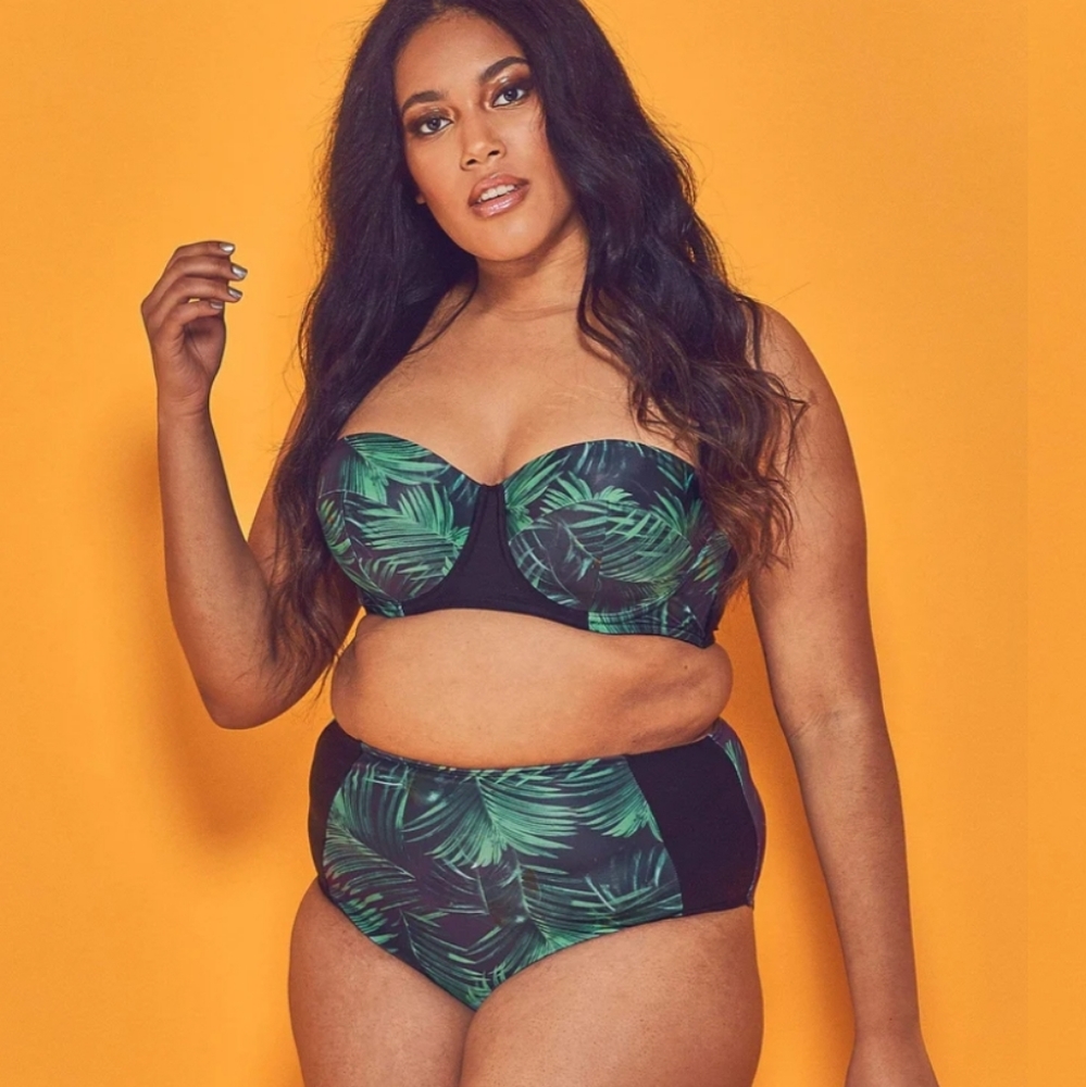 NWT Wolf & Whistle palm underwire bikini top and high waist brief pinup  40D